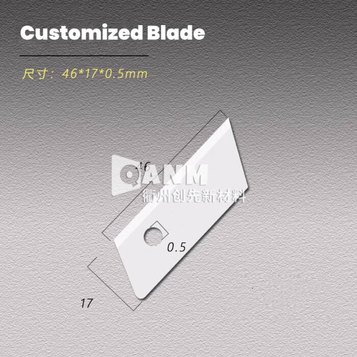 Zirconia ceramic blade with perforated parallelogram customized for bubble film cutting, exquisite, wear-resistant and durable