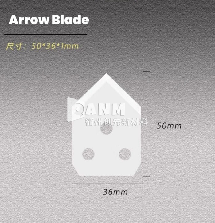 Thin film bag cutting, cold cutting blade, cement bag triangular arrow knife, woven bag cutting, wear-resistant and sharp ceramic blade